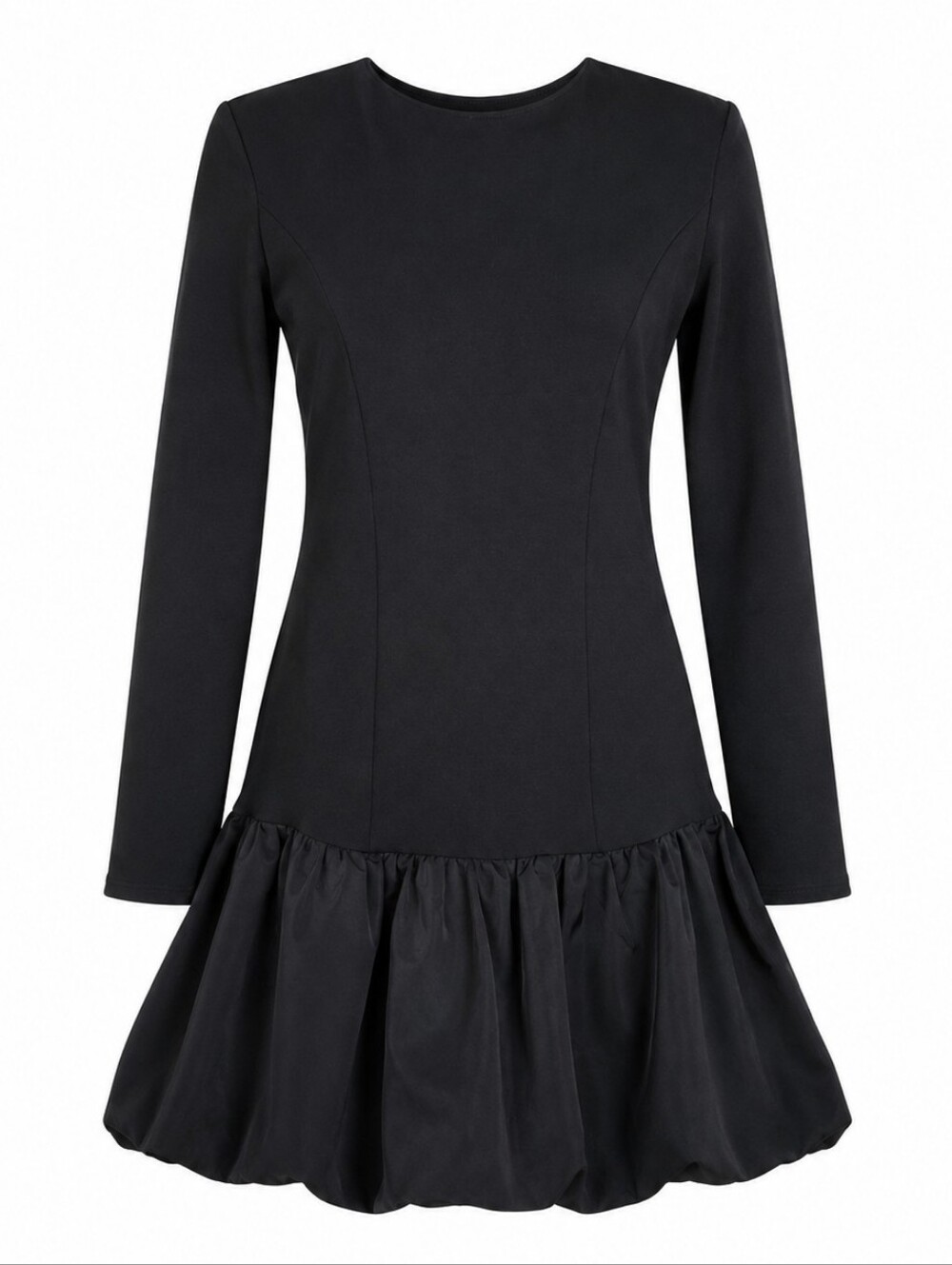 NWT Express Bubble Hem Mini Dress Black Long S1leeve Fit & Flare Small